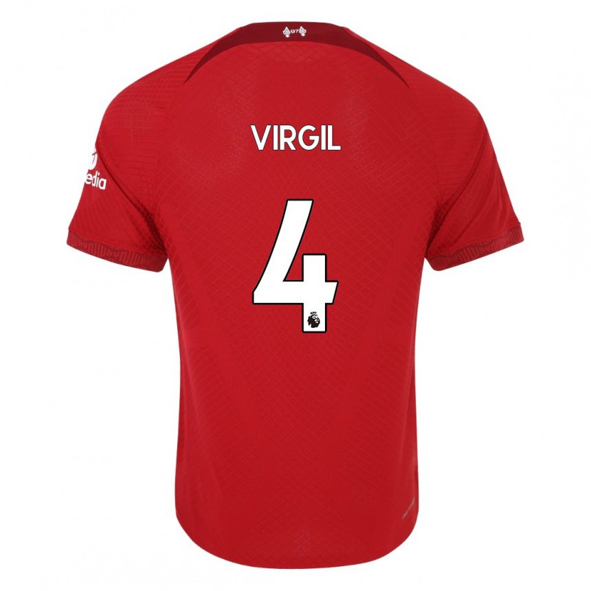 Enfant Maillot Virgil Van Dijk #4 Rouge Foncé Tenues Domicile 2022/23 T-shirt Belgique