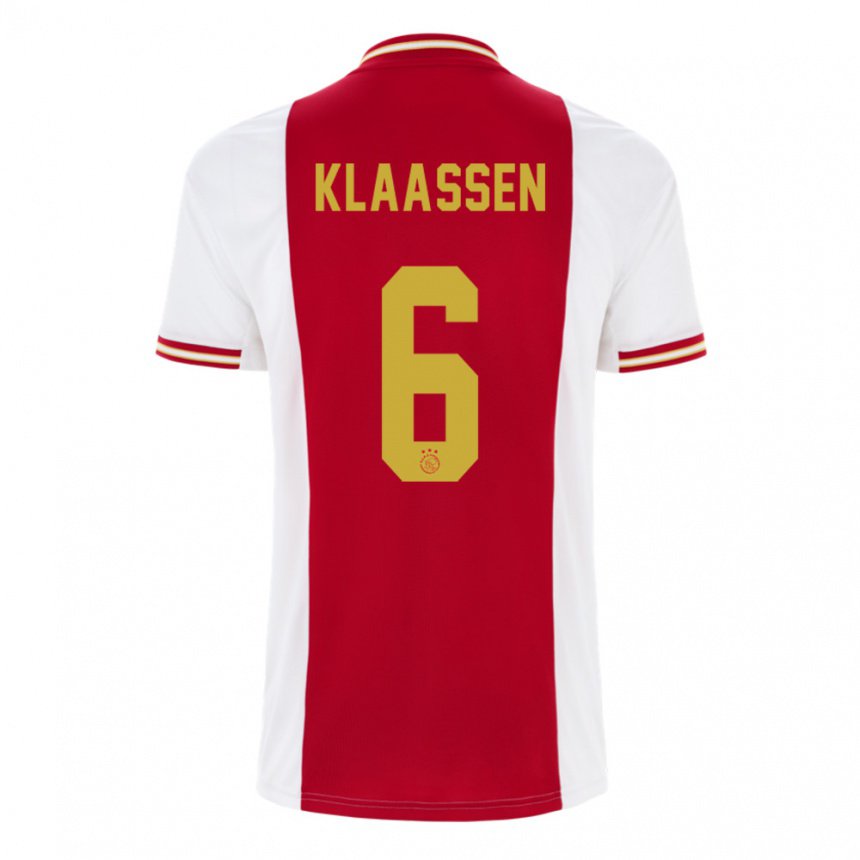 Enfant Maillot Davy Klaassen #6 Rouge Foncé Blanc Tenues Domicile 2022/23 T-shirt Belgique