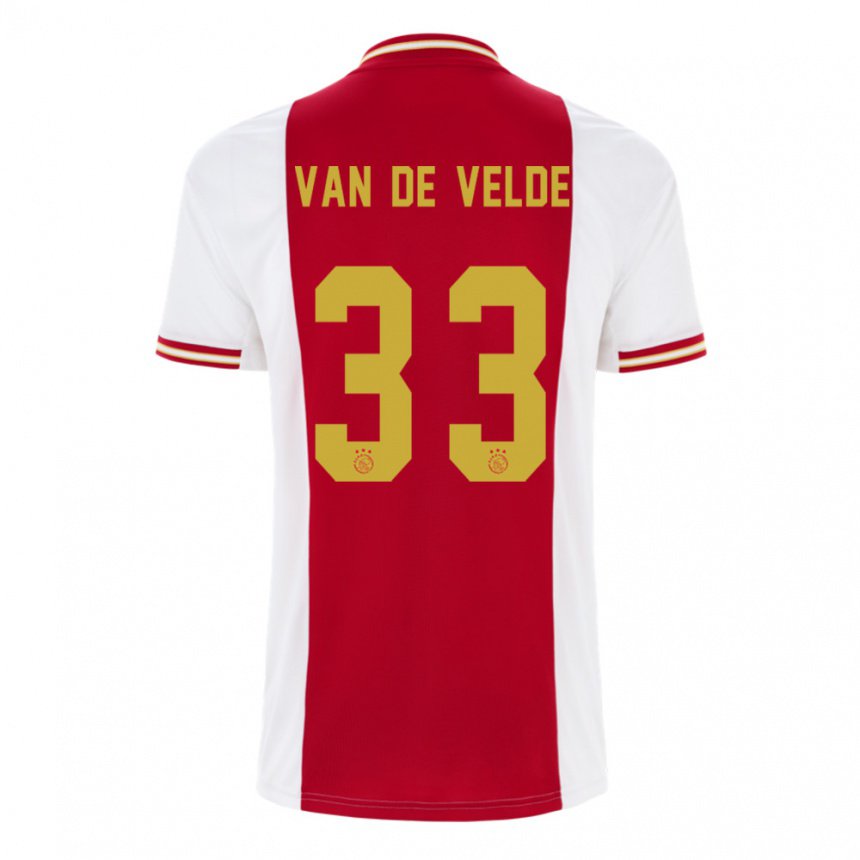 Enfant Maillot Jonna Van De Velde #33 Rouge Foncé Blanc Tenues Domicile 2022/23 T-shirt Belgique