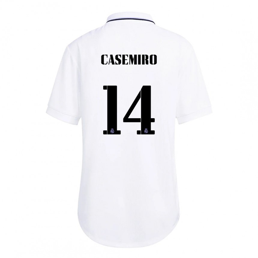 Enfant Maillot Casemiro #14 Blanc Violet Tenues Domicile 2022/23 T-shirt Belgique