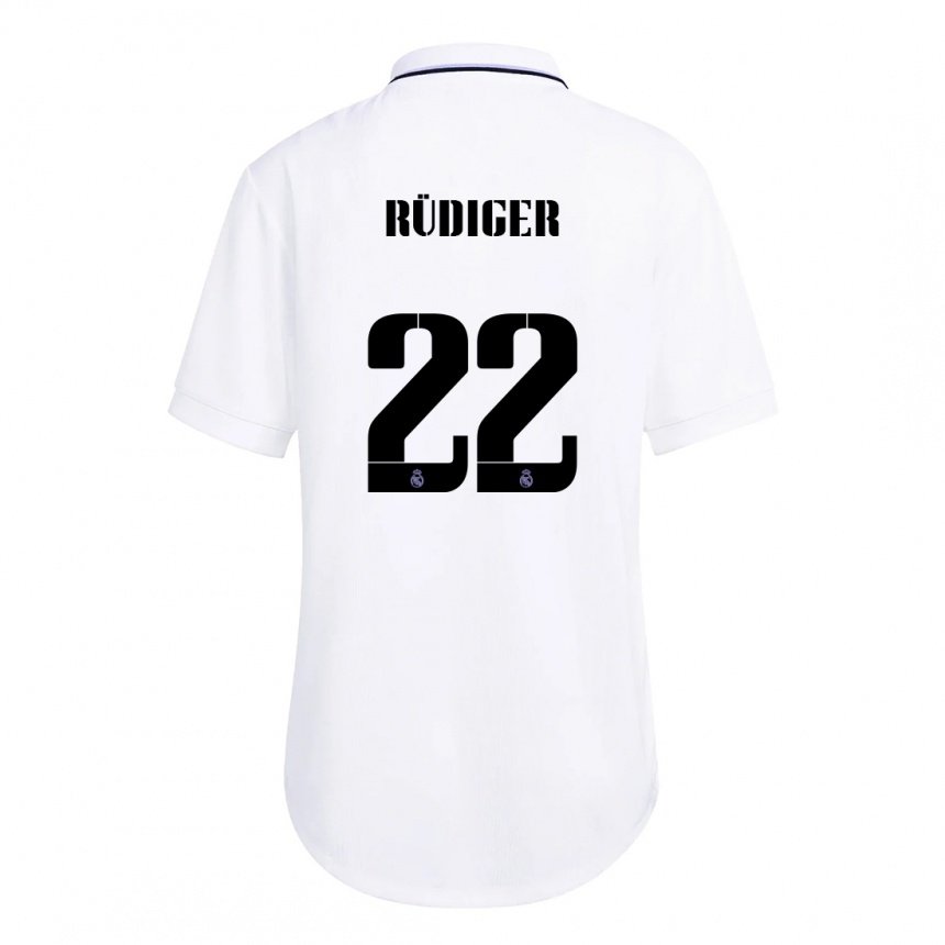 Enfant Maillot Antonio Rudiger #22 Blanc Violet Tenues Domicile 2022/23 T-shirt Belgique