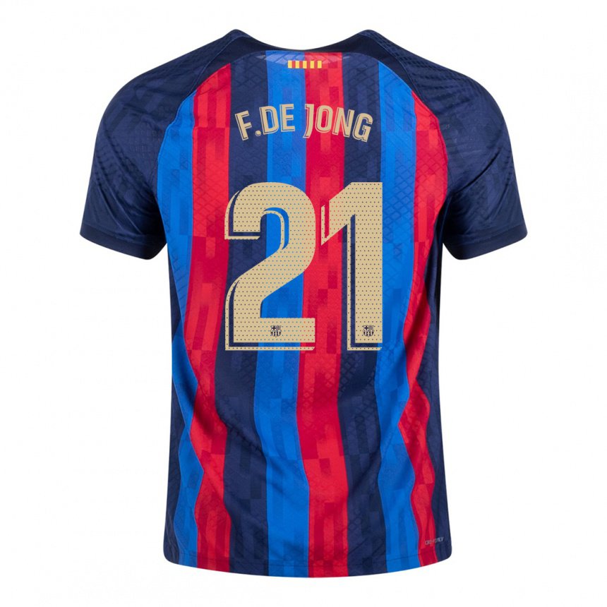 Enfant Maillot Frenkie De Jong #21 Bleu Écarlate Tenues Domicile 2022/23 T-shirt Belgique