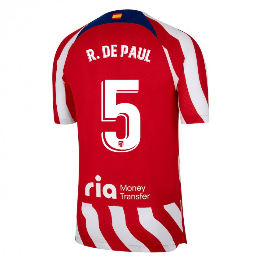 Kinder Rodrigo De Paul #5 Rot Weiß Blau Heimtrikot Trikot 2022/23 T-shirt Belgien
