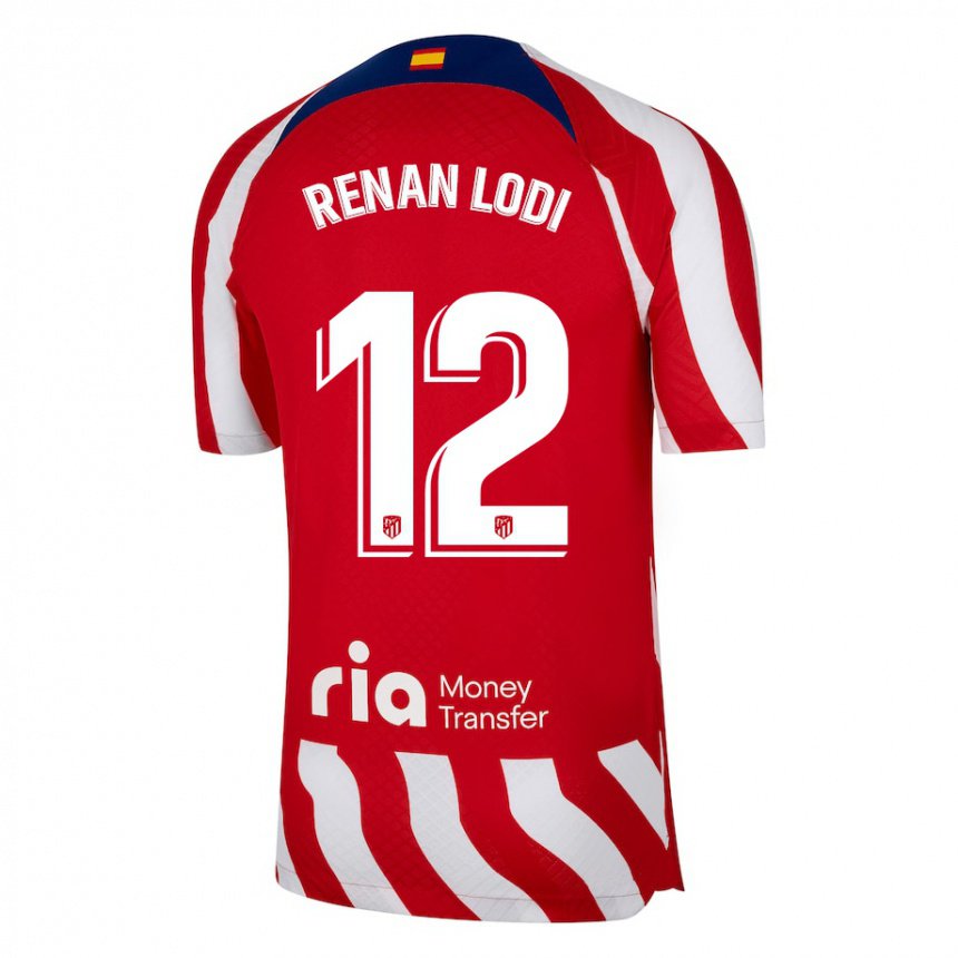 Enfant Maillot Renan Lodi #12 Rouge Blanc Bleu Tenues Domicile 2022/23 T-shirt Belgique