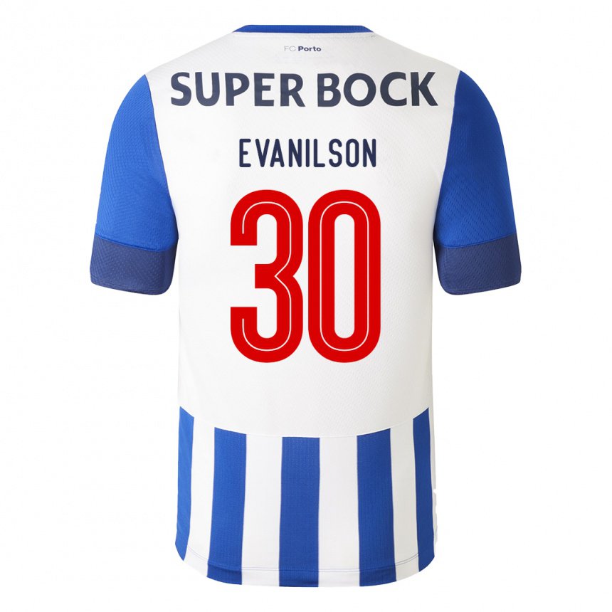 Enfant Maillot Evanilson #30 Bleu Royal Tenues Domicile 2022/23 T-shirt Belgique