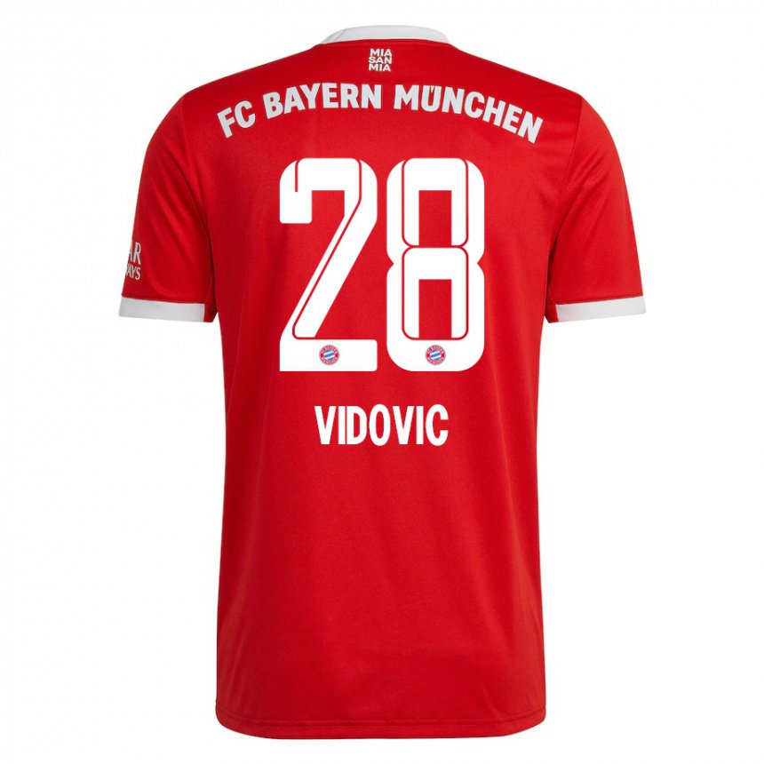 Enfant Maillot Gabriel Vidovic #28 Neon Rouge Blanc Tenues Domicile 2022/23 T-shirt Belgique