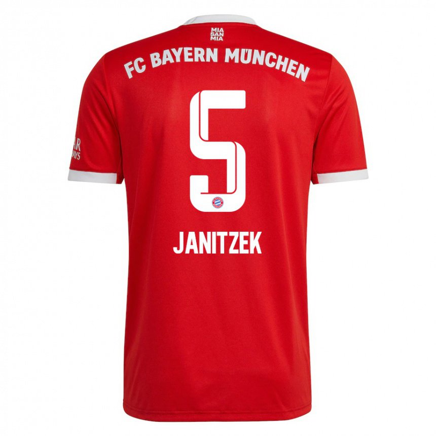 Enfant Maillot Justin Janitzek #5 Neon Rouge Blanc Tenues Domicile 2022/23 T-shirt Belgique