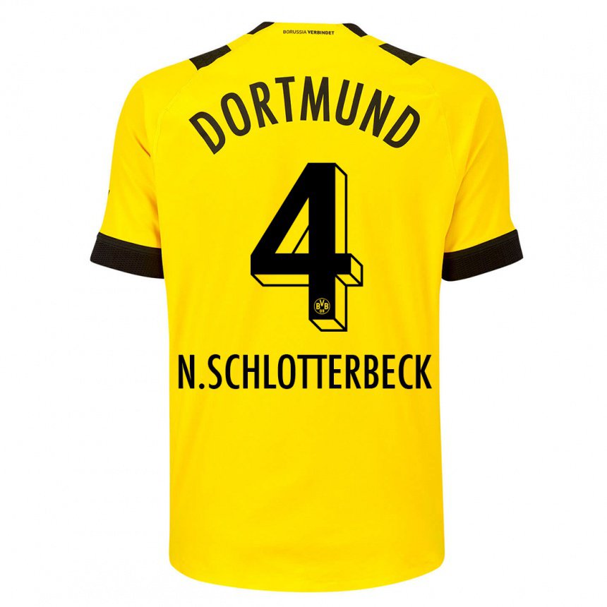 Kinder Nico Schlotterbeck #4 Gelb Heimtrikot Trikot 2022/23 T-shirt Belgien