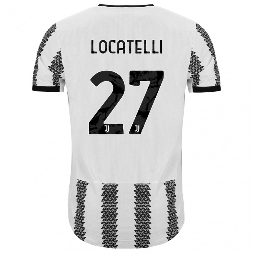 Enfant Maillot Manuel Locatelli #27 Blanc Noir Tenues Domicile 2022/23 T-shirt Belgique