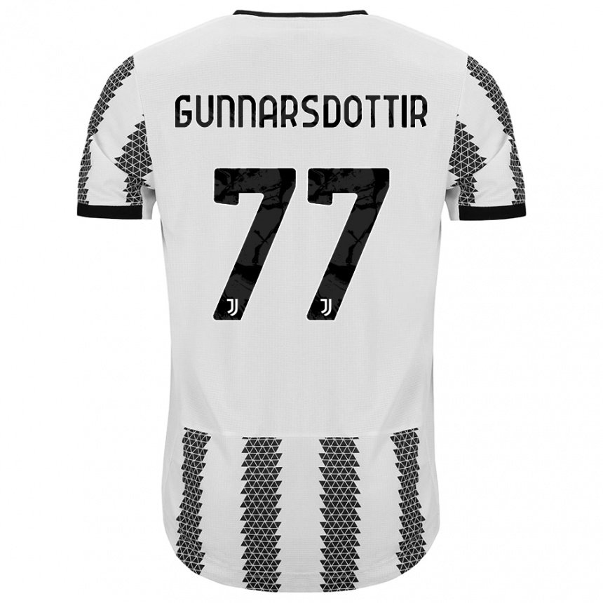 Kinder Sara Bjork Gunnarsdottir #77 Weiß Schwarz Heimtrikot Trikot 2022/23 T-shirt Belgien