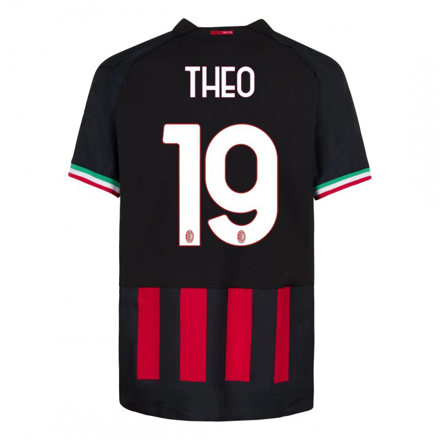 Enfant Maillot Theo Hernandez #19 Noir Rouge Tenues Domicile 2022/23 T-shirt Belgique
