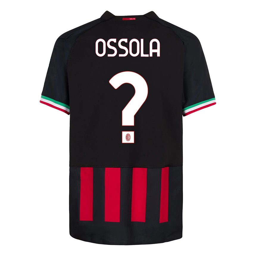 Enfant Maillot Lorenzo Ossola #0 Noir Rouge Tenues Domicile 2022/23 T-shirt Belgique