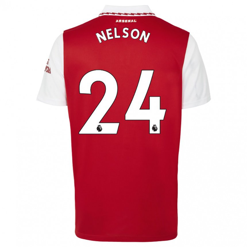 Enfant Maillot Reiss Nelson #24 Rouge Blanc Tenues Domicile 2022/23 T-shirt Belgique