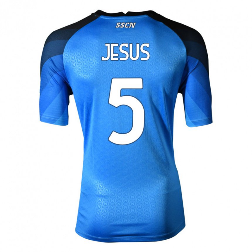 Enfant Maillot Juan Jesus #5 Bleu Foncé Gris Tenues Domicile 2022/23 T-shirt Belgique