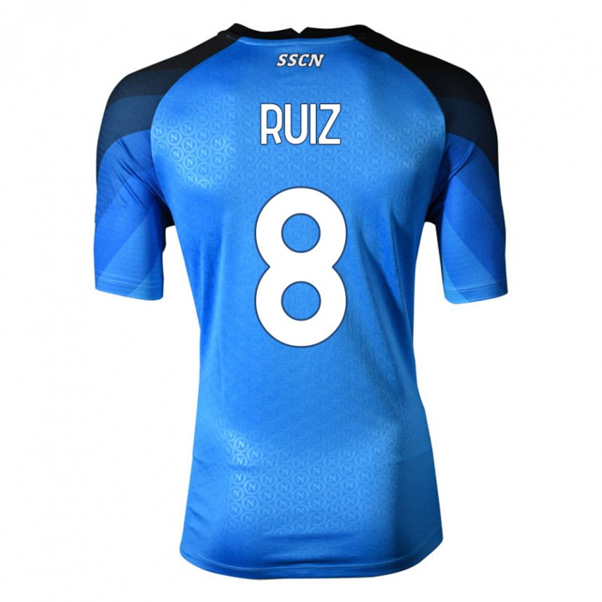 Enfant Maillot Fabian Ruiz #8 Bleu Foncé Gris Tenues Domicile 2022/23 T-shirt Belgique