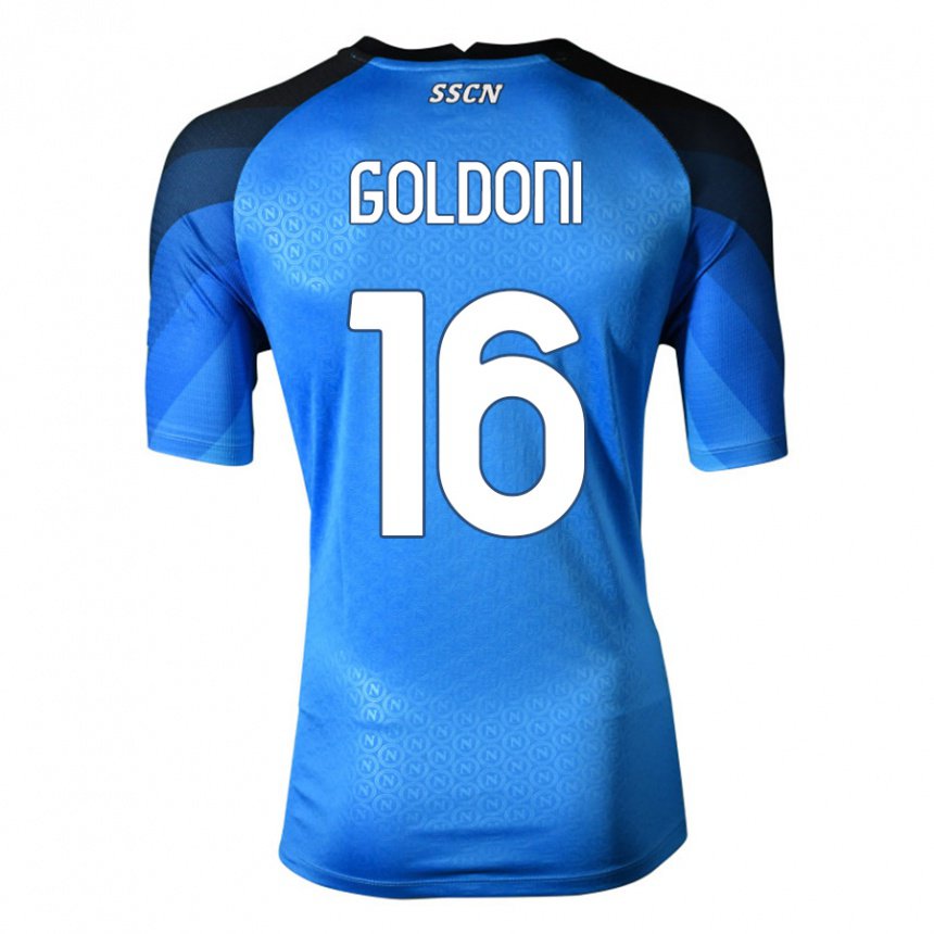 Enfant Maillot Eleonora Goldoni #16 Bleu Foncé Gris Tenues Domicile 2022/23 T-shirt Belgique