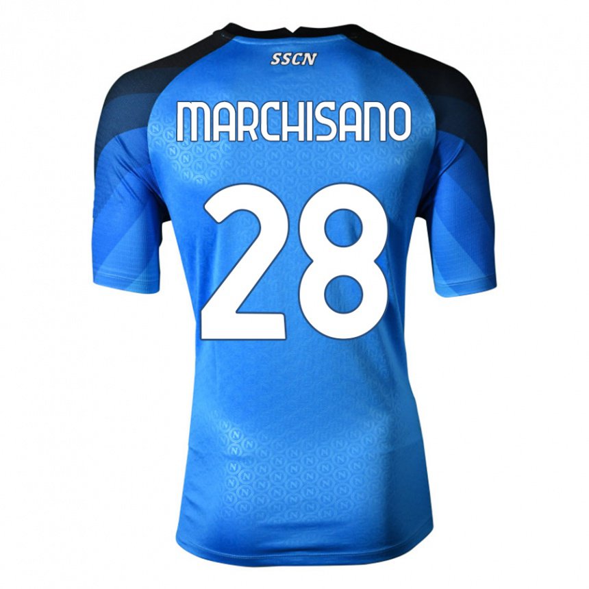 Enfant Maillot Matteo Marchisano #28 Bleu Foncé Gris Tenues Domicile 2022/23 T-shirt Belgique