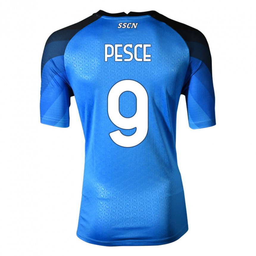 Enfant Maillot Antonio Pesce #9 Bleu Foncé Gris Tenues Domicile 2022/23 T-shirt Belgique
