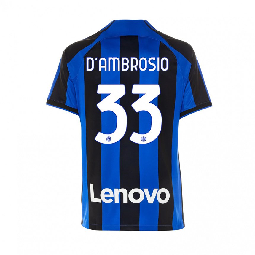 Enfant Maillot Danilo D'ambrosio #33 Bleu Royal Noir Tenues Domicile 2022/23 T-shirt Belgique