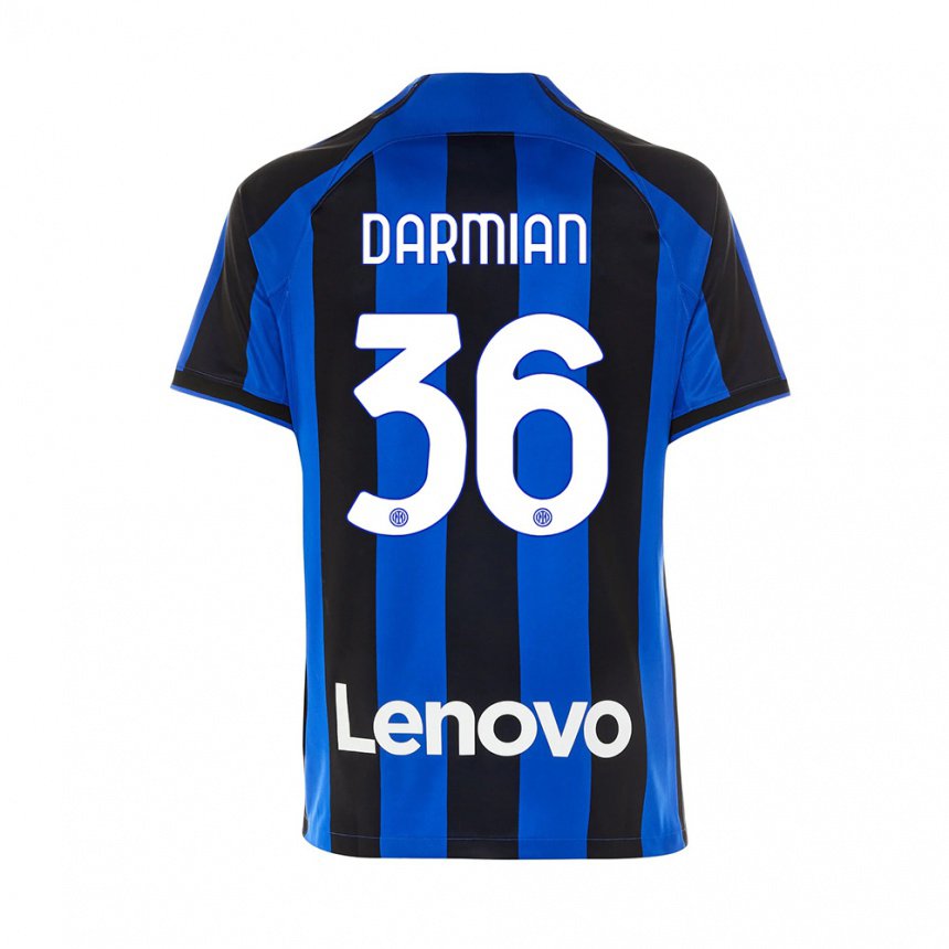 Enfant Maillot Matteo Darmian #36 Bleu Royal Noir Tenues Domicile 2022/23 T-shirt Belgique