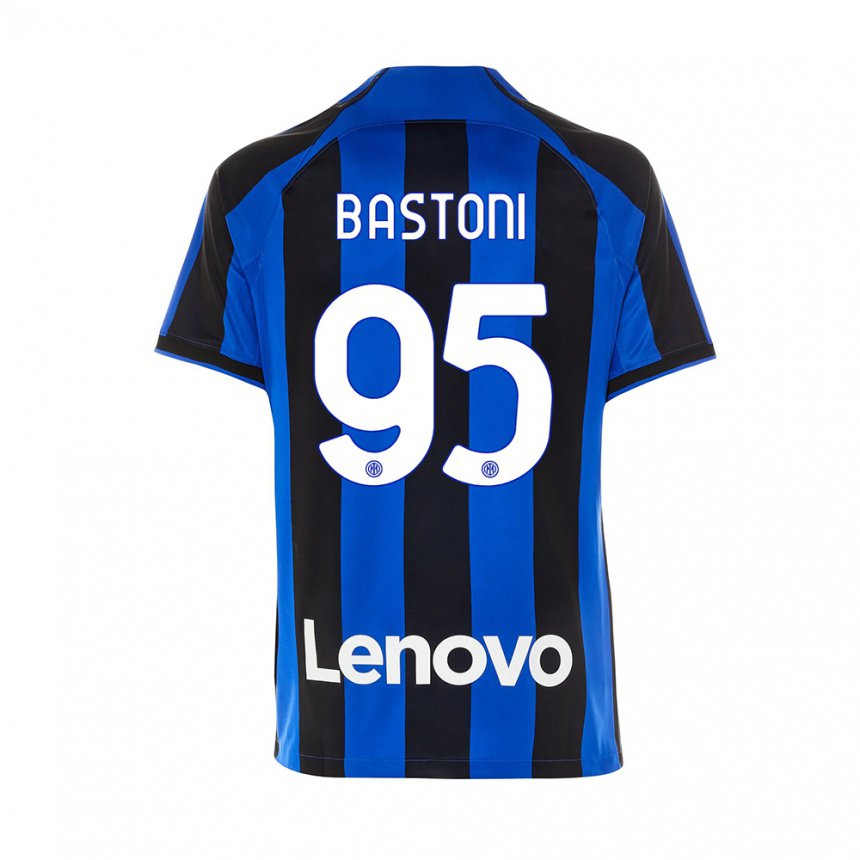 Enfant Maillot Alessandro Bastoni #95 Bleu Royal Noir Tenues Domicile 2022/23 T-shirt Belgique