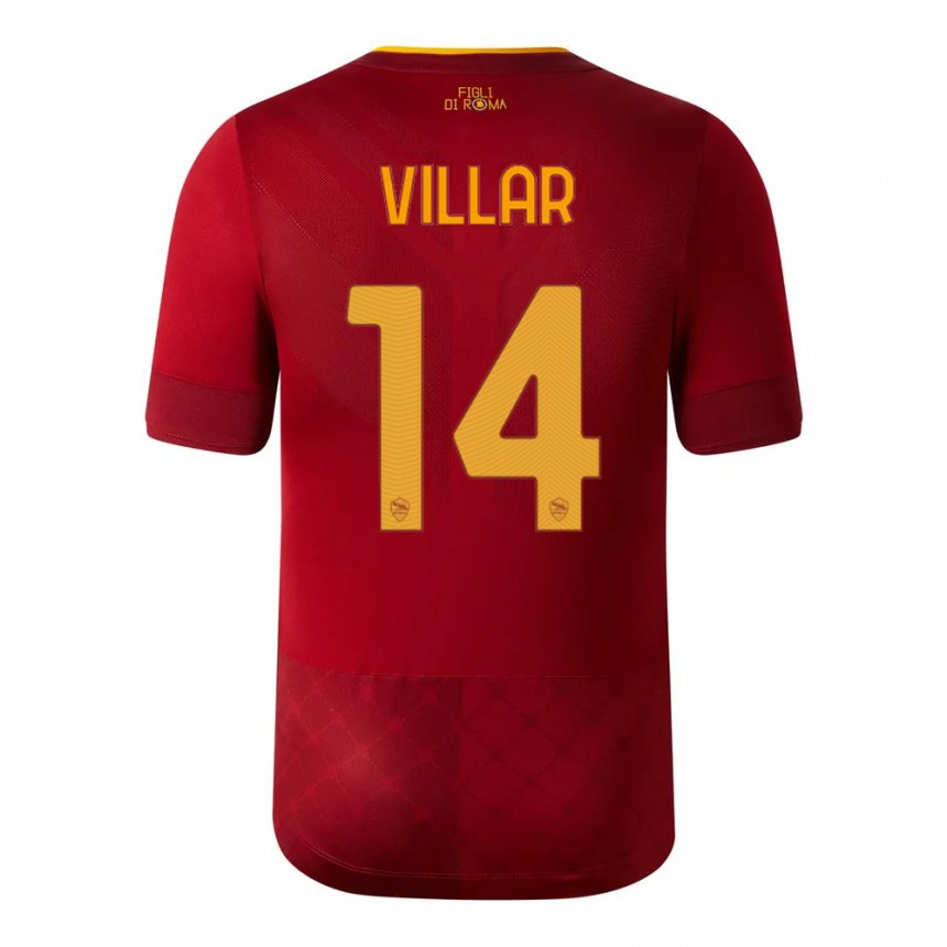 Enfant Maillot Gonzalo Villar #14 Brun Rouge Tenues Domicile 2022/23 T-shirt Belgique