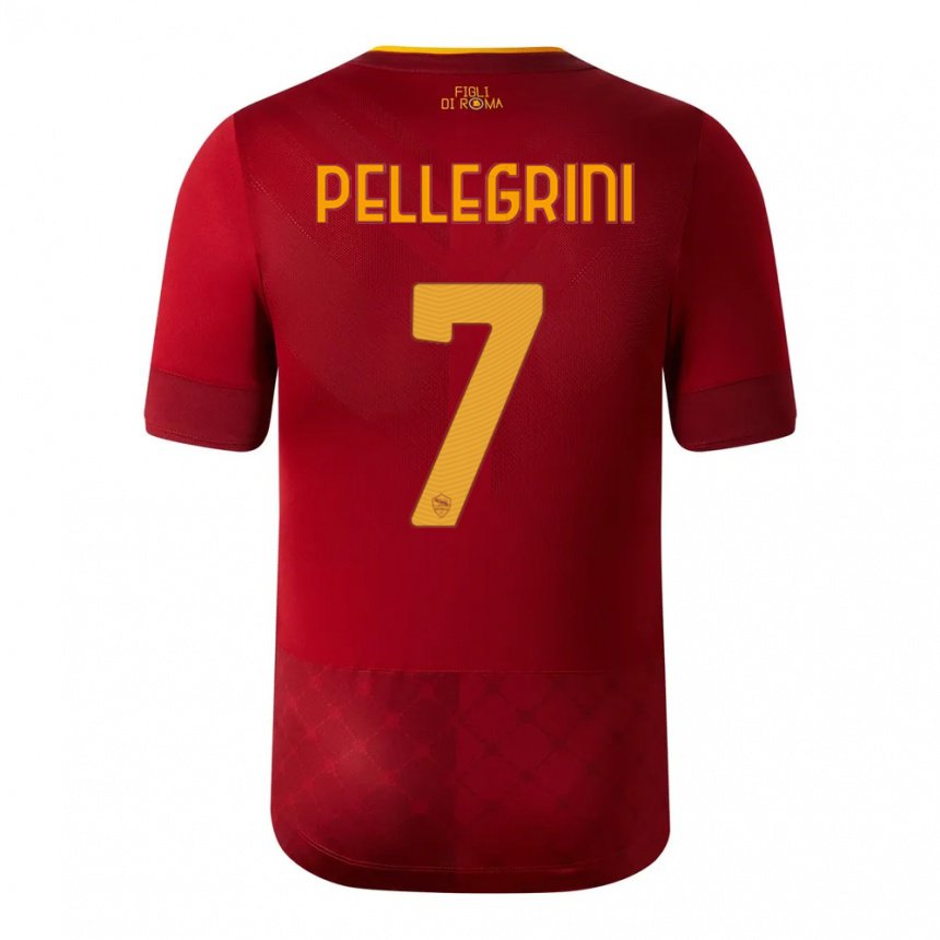 Enfant Maillot Lorenzo Pellegrini #7 Brun Rouge Tenues Domicile 2022/23 T-shirt Belgique
