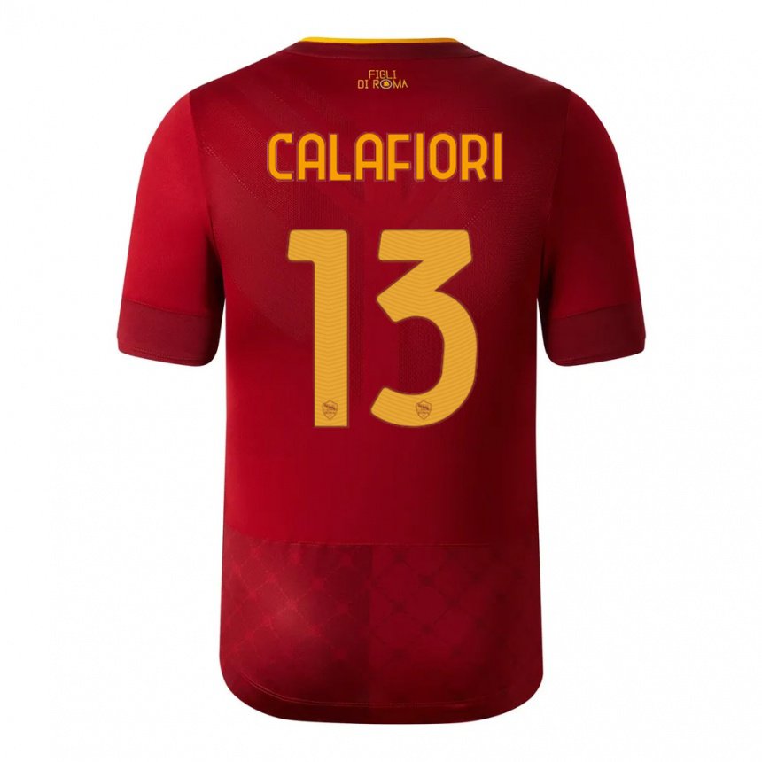 Enfant Maillot Riccardo Calafiori #13 Brun Rouge Tenues Domicile 2022/23 T-shirt Belgique