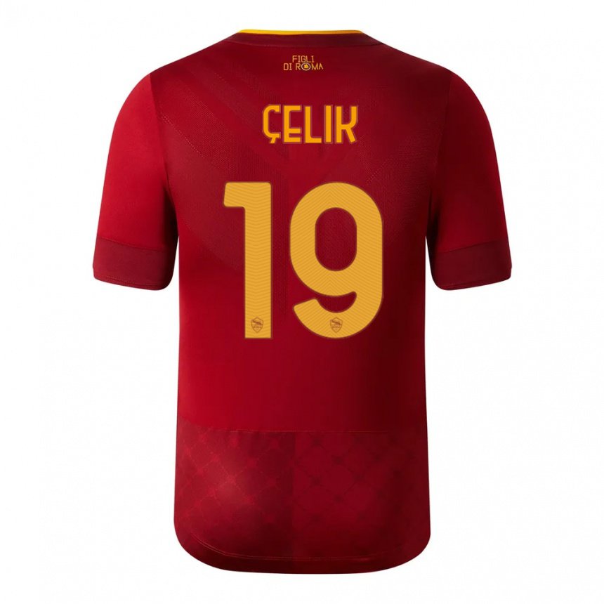Enfant Maillot Zeki Celik #19 Brun Rouge Tenues Domicile 2022/23 T-shirt Belgique