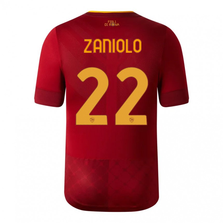 Enfant Maillot Nicolo Zaniolo #22 Brun Rouge Tenues Domicile 2022/23 T-shirt Belgique