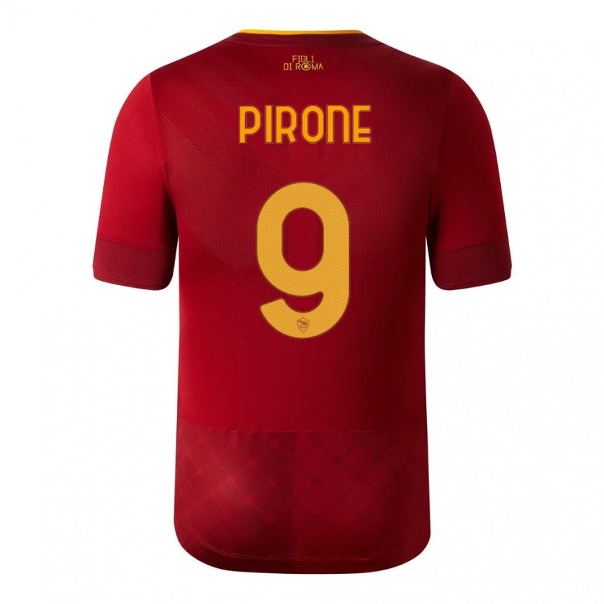 Enfant Maillot Valeria Pirone #9 Brun Rouge Tenues Domicile 2022/23 T-shirt Belgique