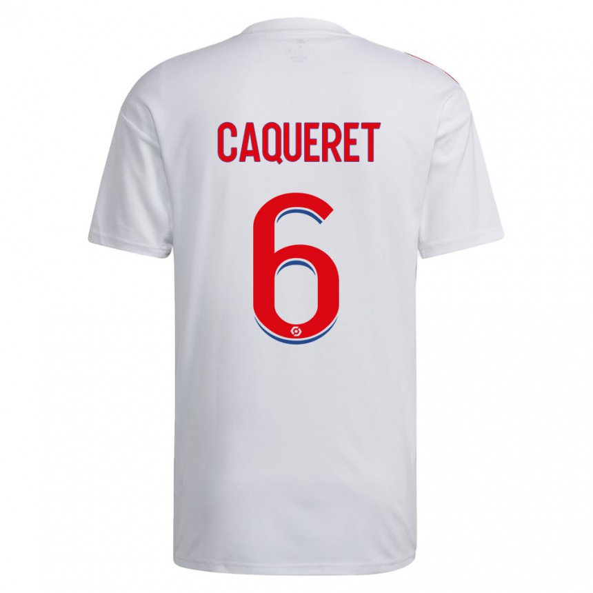 Enfant Maillot Maxence Caqueret #6 Blanc Bleu Rouge Tenues Domicile 2022/23 T-shirt Belgique