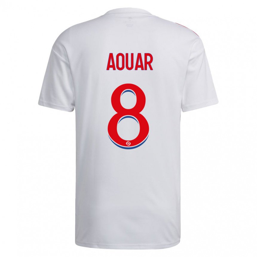 Enfant Maillot Houssem Aouar #8 Blanc Bleu Rouge Tenues Domicile 2022/23 T-shirt Belgique