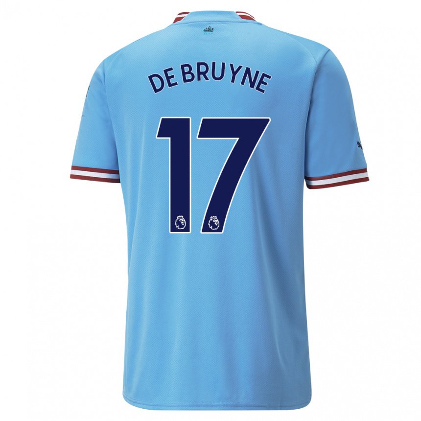 Enfant Maillot Kevin De Bruyne #17 Bleu Rouge Tenues Domicile 2022/23 T-shirt Belgique
