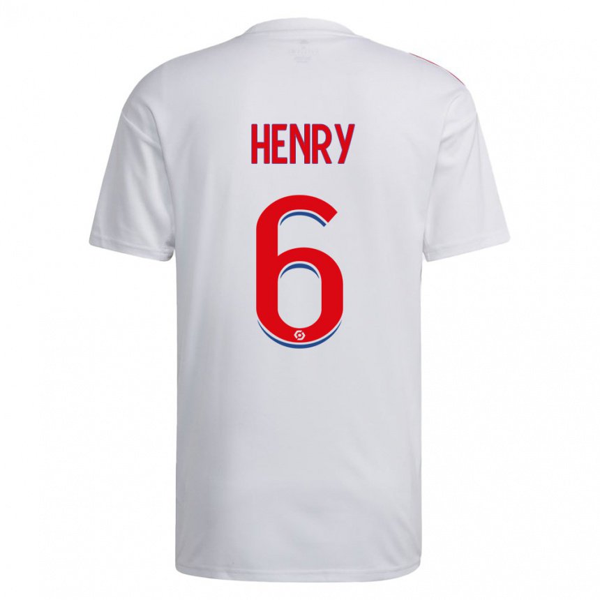 Enfant Maillot Amandine Henry #6 Blanc Bleu Rouge Tenues Domicile 2022/23 T-shirt Belgique