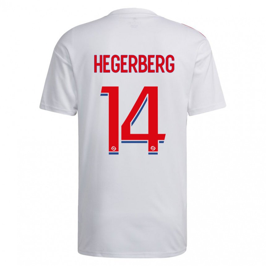 Enfant Maillot Ada Hegerberg #14 Blanc Bleu Rouge Tenues Domicile 2022/23 T-shirt Belgique