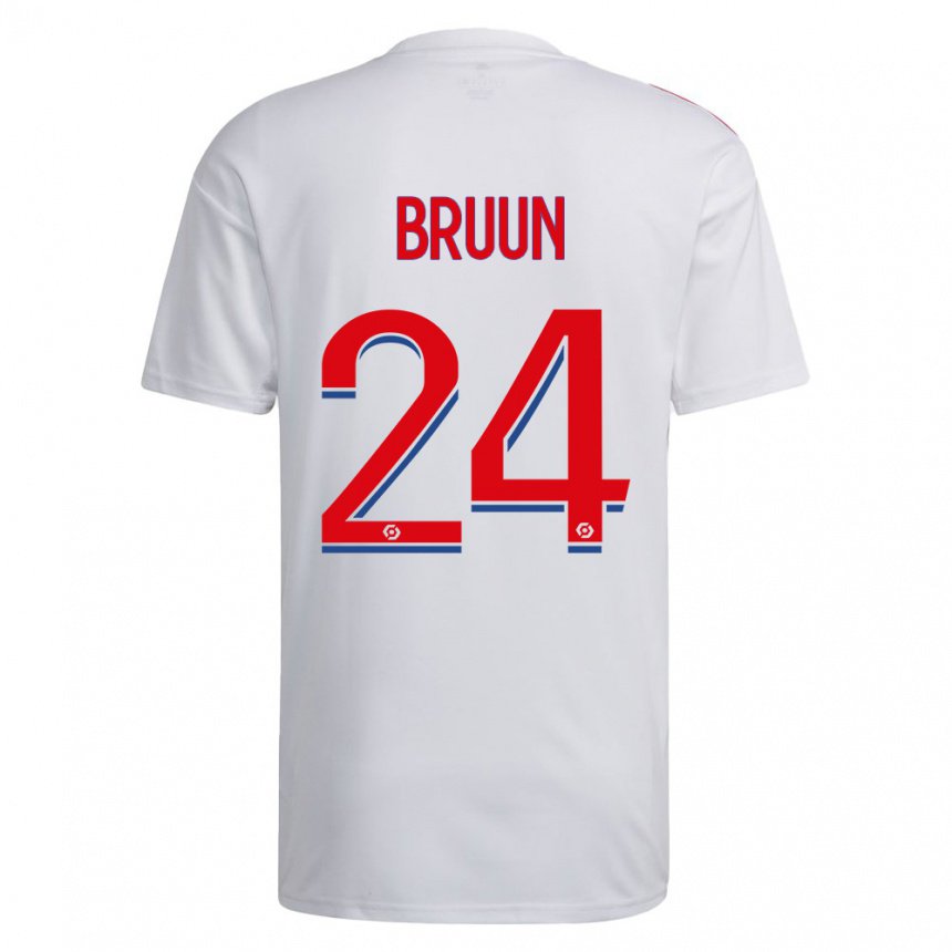 Kinder Signe Bruun #24 Weiß Blau Rot Heimtrikot Trikot 2022/23 T-shirt Belgien