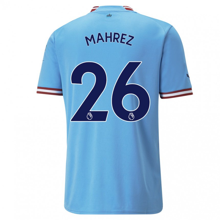 Kinder Riyad Mahrez #26 Blau Rot Heimtrikot Trikot 2022/23 T-shirt Belgien