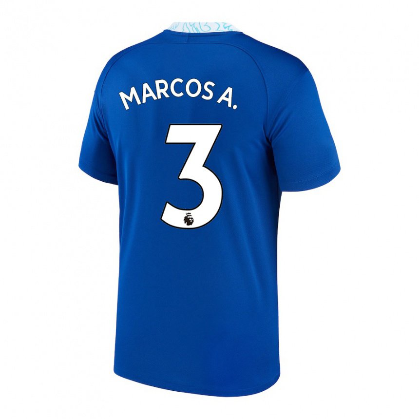 Enfant Maillot Marcos Alonso #3 Bleu Foncé Tenues Domicile 2022/23 T-shirt Belgique