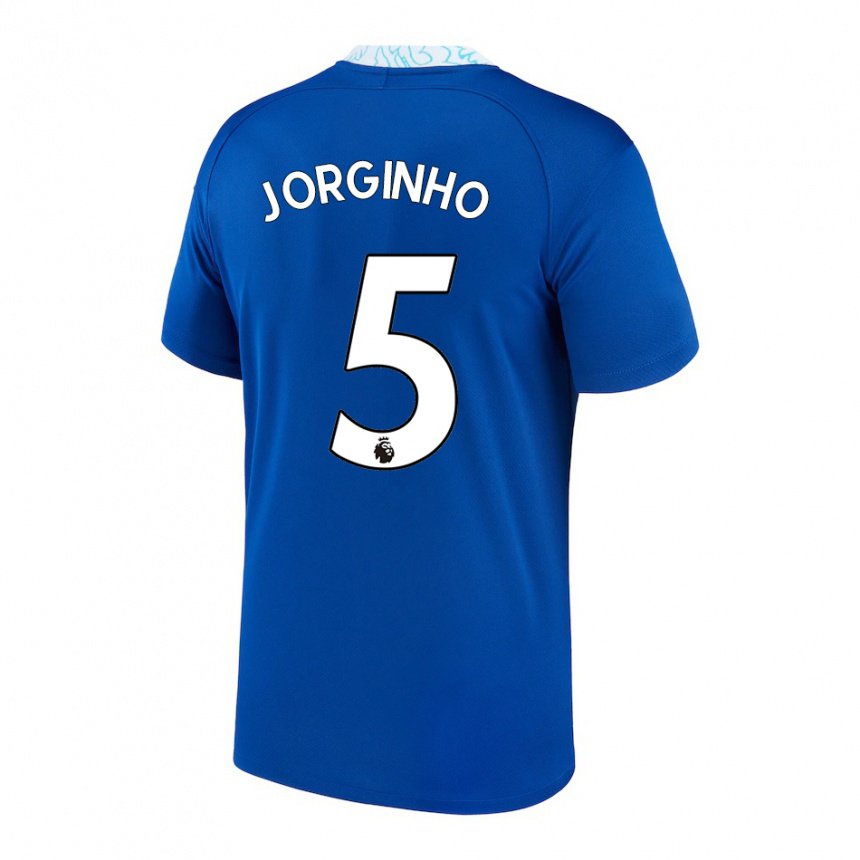 Enfant Maillot Jorginho #5 Bleu Foncé Tenues Domicile 2022/23 T-shirt Belgique