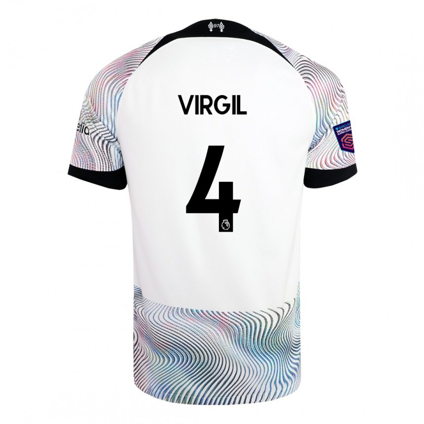 Enfant Maillot Virgil Van Dijk #4 Blanc Coloré Tenues Extérieur 2022/23 T-shirt Belgique
