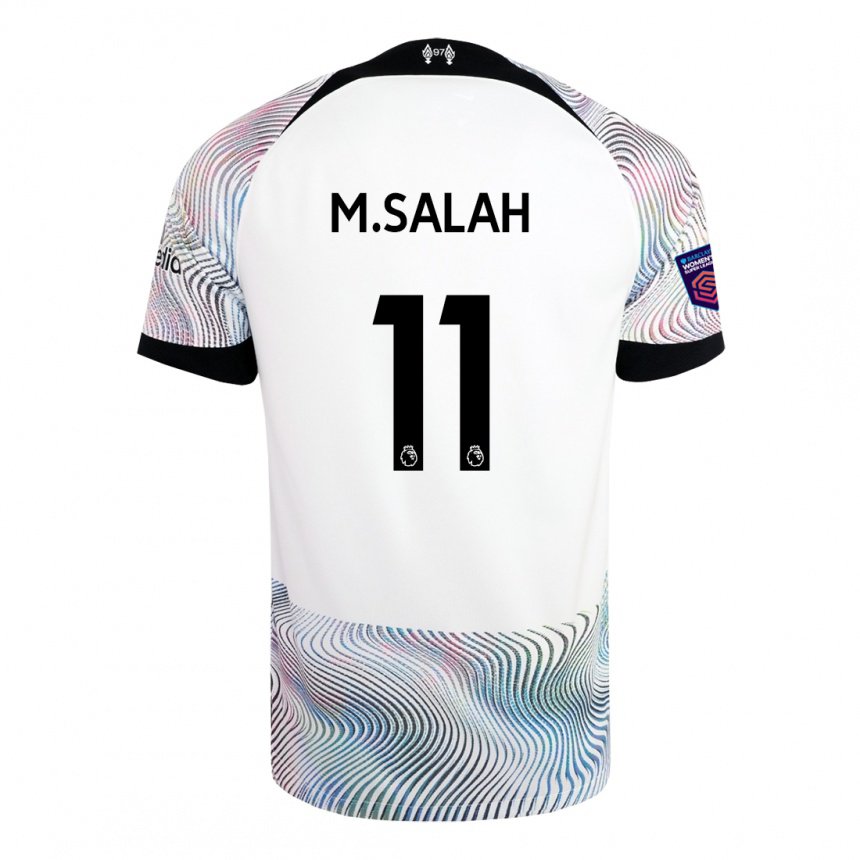 Enfant Maillot Mohamed Salah #11 Blanc Coloré Tenues Extérieur 2022/23 T-shirt Belgique