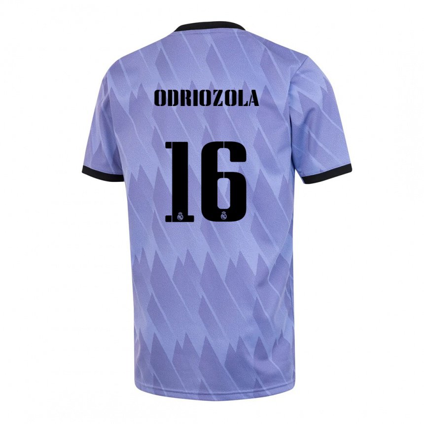 Kinder Alvaro Odriozola #16 Lila Schwarz Auswärtstrikot Trikot 2022/23 T-shirt Belgien