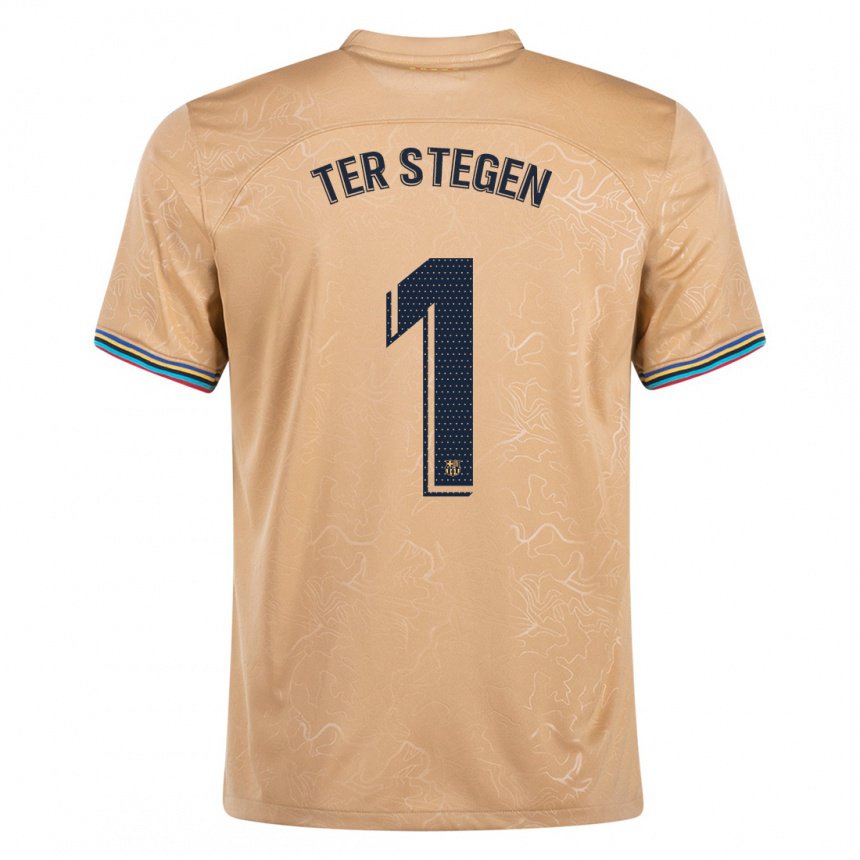 Kinder Marc-andre Ter Stegen #1 Gold Auswärtstrikot Trikot 2022/23 T-shirt Belgien
