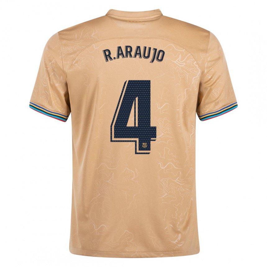 Kinder Ronald Araujo #4 Gold Auswärtstrikot Trikot 2022/23 T-shirt Belgien