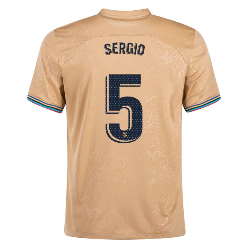 Kinder Sergio Busquets #5 Gold Auswärtstrikot Trikot 2022/23 T-shirt Belgien