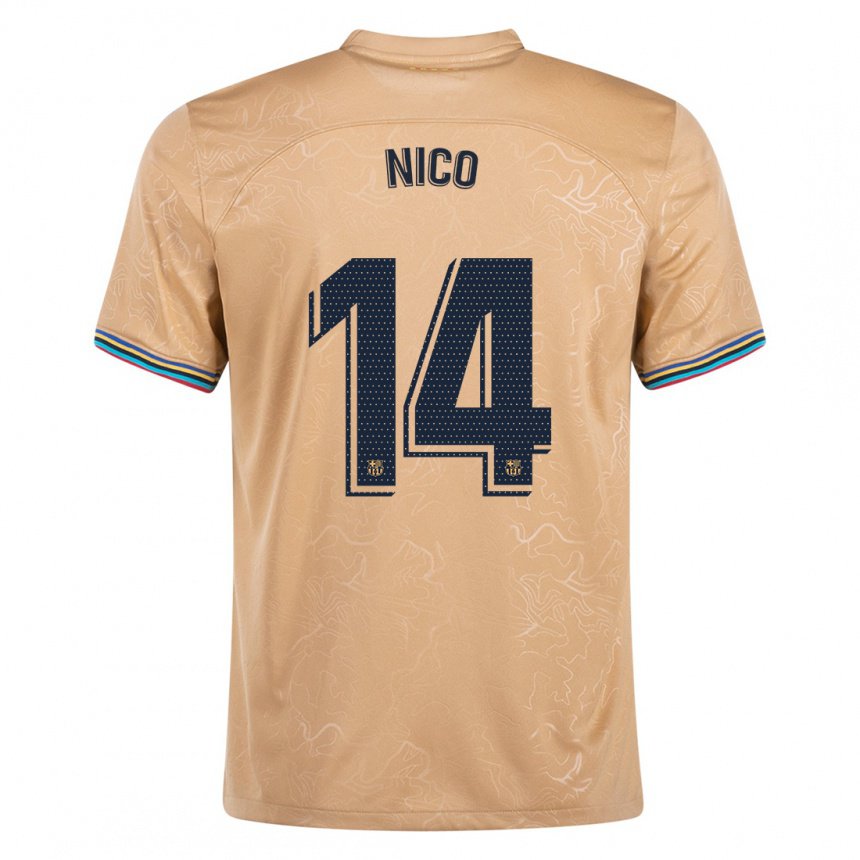 Kinder Nico Gonzalez #14 Gold Auswärtstrikot Trikot 2022/23 T-shirt Belgien