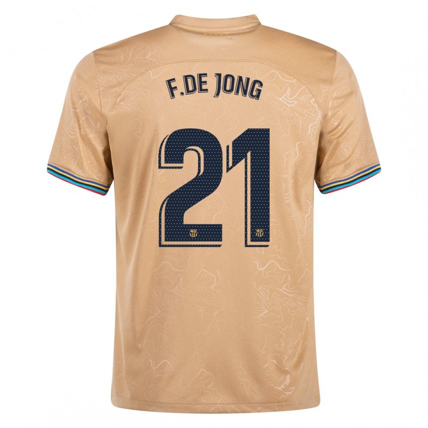 Enfant Maillot Frenkie De Jong #21 Or Tenues Extérieur 2022/23 T-shirt Belgique