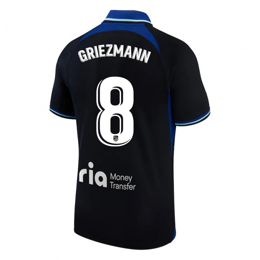 Kinder Antoine Griezmann #8 Schwarz Weiß Blau Auswärtstrikot Trikot 2022/23 T-shirt Belgien