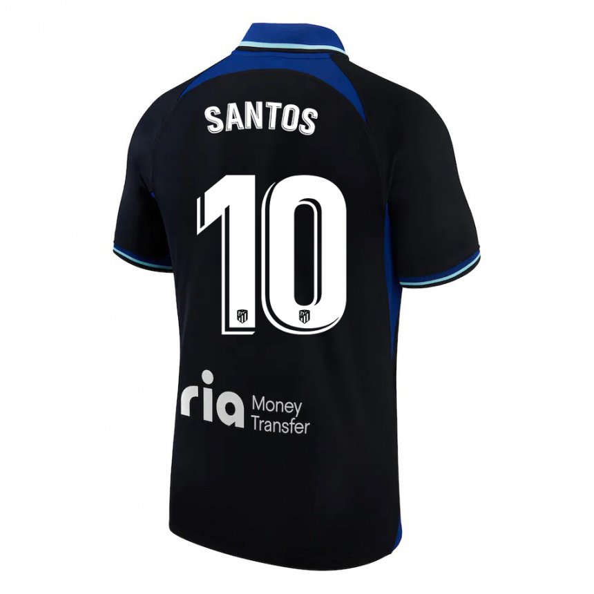 Enfant Maillot Leicy Santos #10 Noir Blanc Bleu Tenues Extérieur 2022/23 T-shirt Belgique